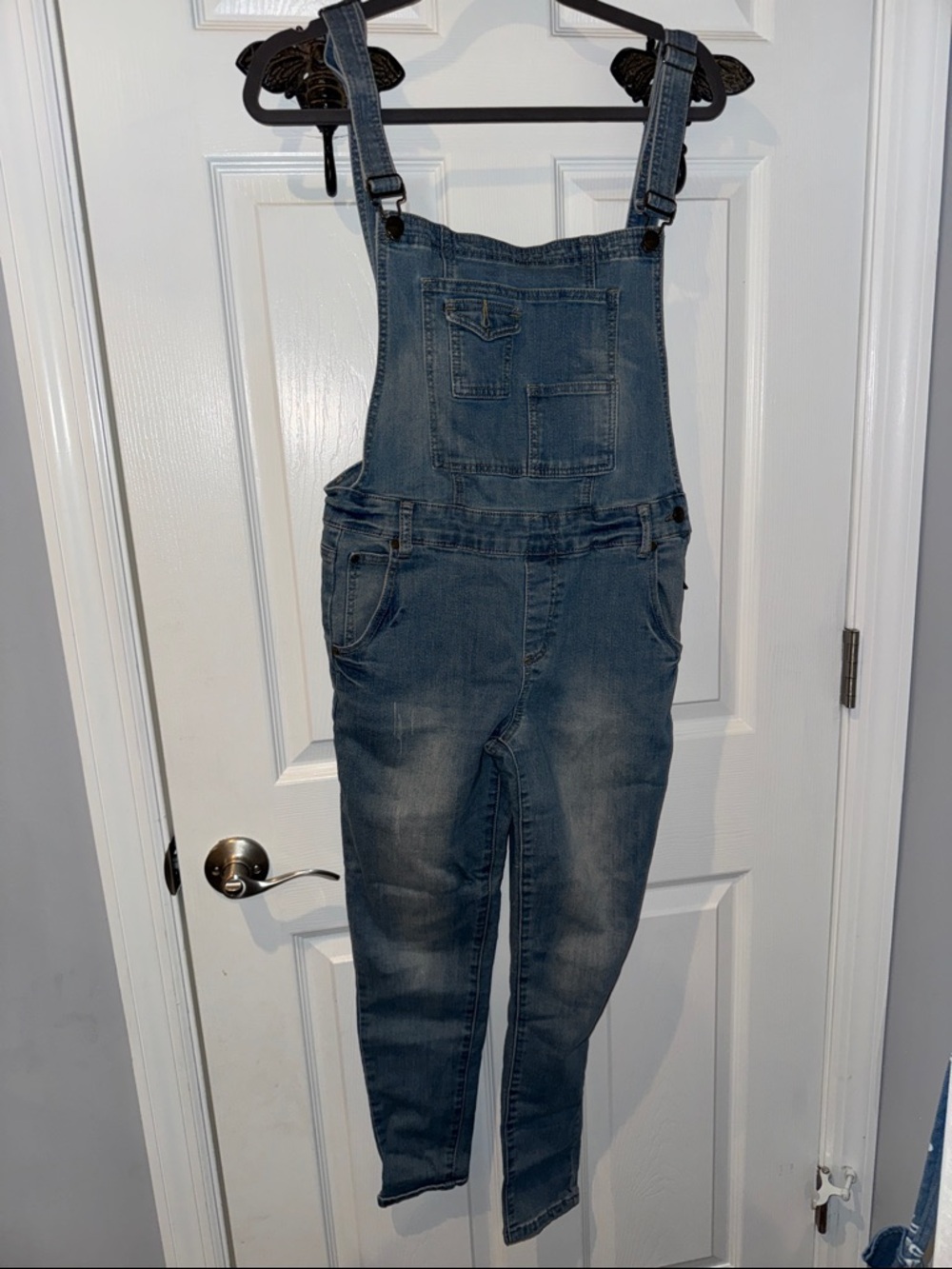 Denim Overalls Jumpsuit in Medium Blue